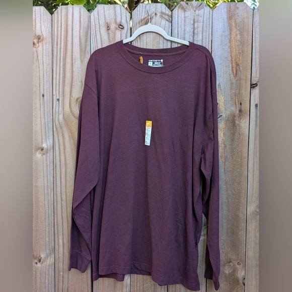 Carhartt Burgundy Maroon Long Sleeve Loose Fit Cotton T-Shirt - Picture 2 of 11